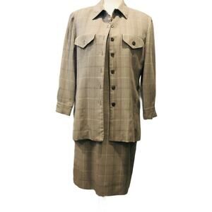 Laura Madrigano Vintage 1980 1990 2 Pc Coat Dress Black White Plaid  Sz 12